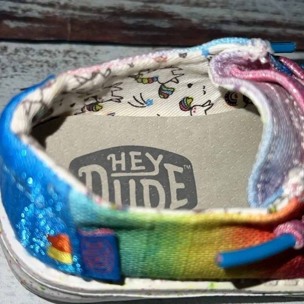 Heydude Girls Toddler Slip-On Shoes Unicorn Inside Multi Color Size K5.